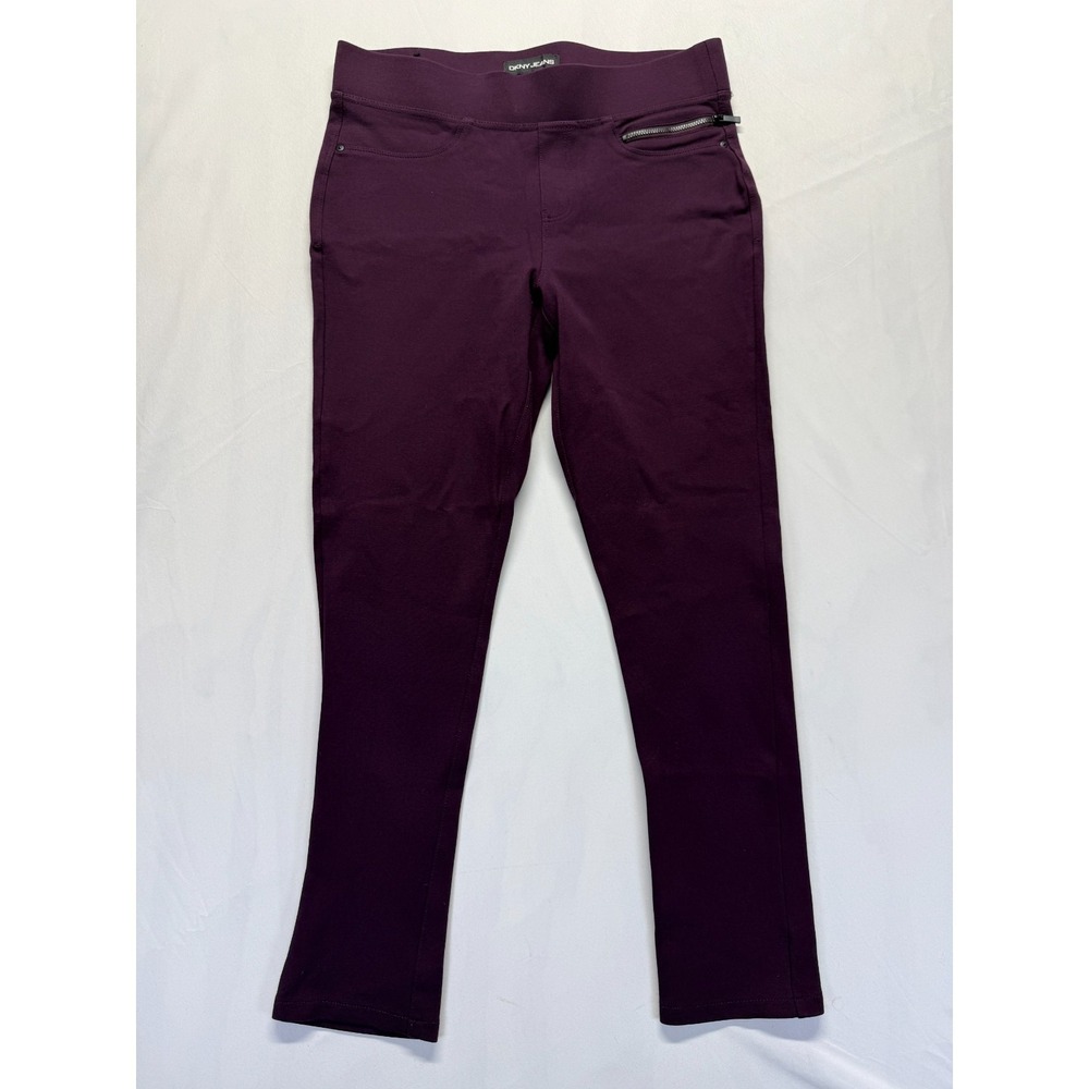 DKNY Jeans Mid Rise Pull On Ponte Ankle Pants Womens Medium Purple Skinny Leg